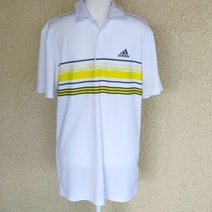 Adidas Novelty Core Stripe Polo Shirt - White/Acid Yellow. SIZE SMALL- NWT